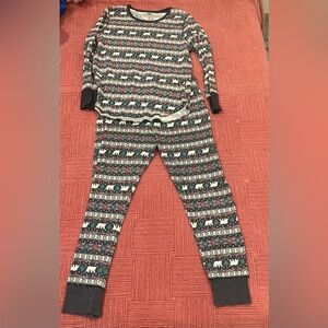 Women's XXL top / XL bottom festive Pajama Set Polar Bear Christmas tree print